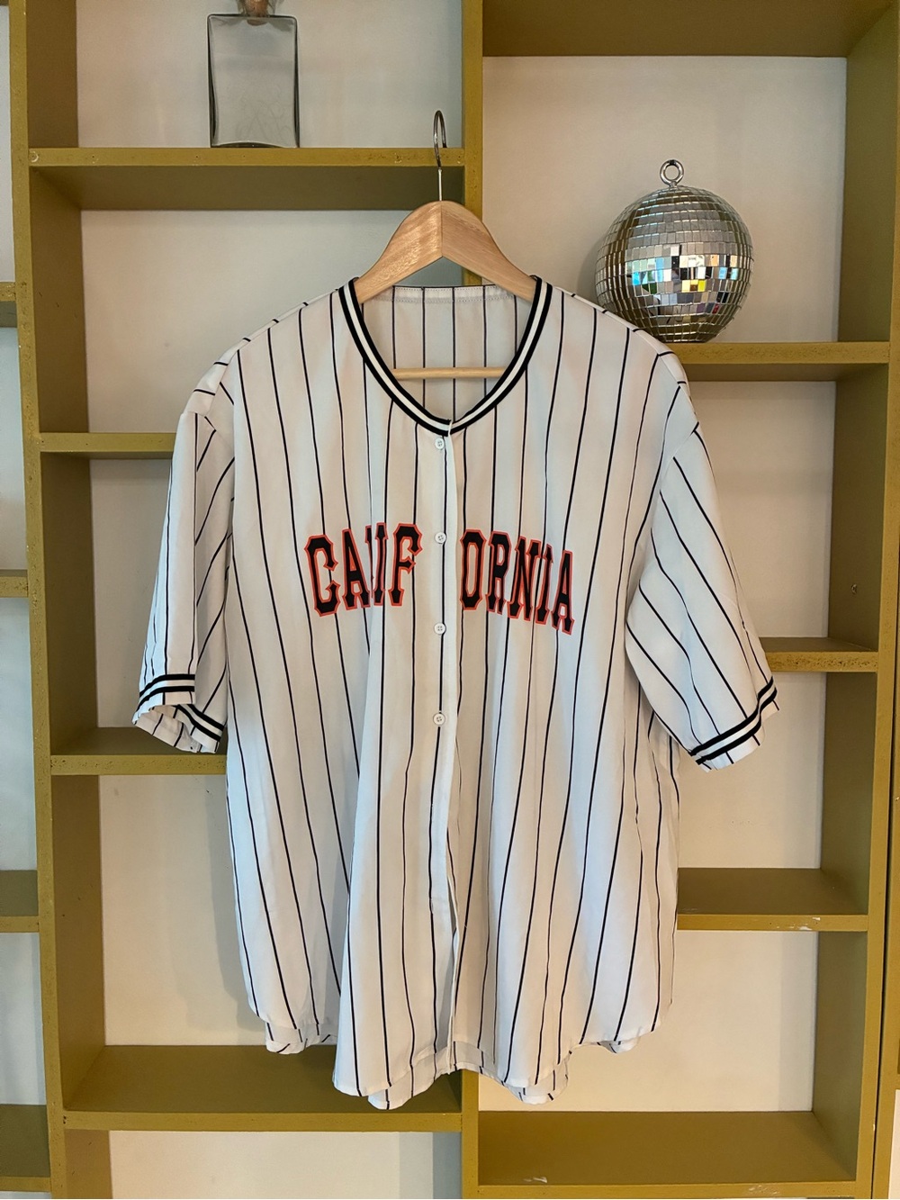 California Stripe Button-Up Baseball Shirt - White/Black